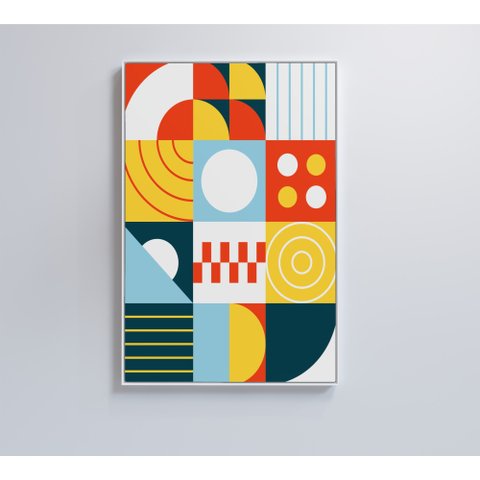 Quadro Geométrico Colorido 6 - 80x120 Cm - Vidro Impresso