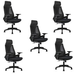 Kit 5 Cadeiras Office Diretor Toledo com Apoia Cabeça e Braços 3d Nr17 - 1