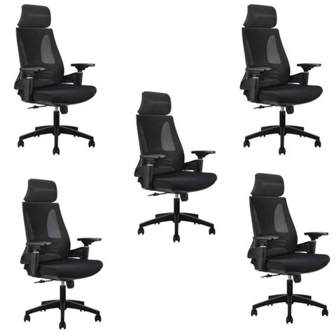 Kit 5 Cadeiras Office Diretor Toledo com Apoia Cabeça e Braços 3d Nr17