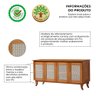 Conjunto Cristaleira de Madeira Antiga com Buffet 4 Portas em Madeira Premium Castanho - 6