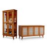 Conjunto Cristaleira de Madeira Antiga com Buffet 4 Portas em Madeira Premium Castanho - 1