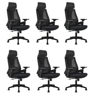 Kit 6 Cadeiras Office Diretor Toledo com Apoia Cabeça e Braços 3d Nr17