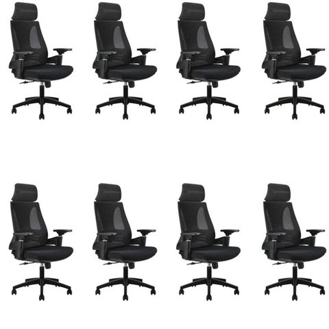 Kit 8 Cadeiras Office Diretor Toledo com Apoia Cabeça e Braços 3d Nr17