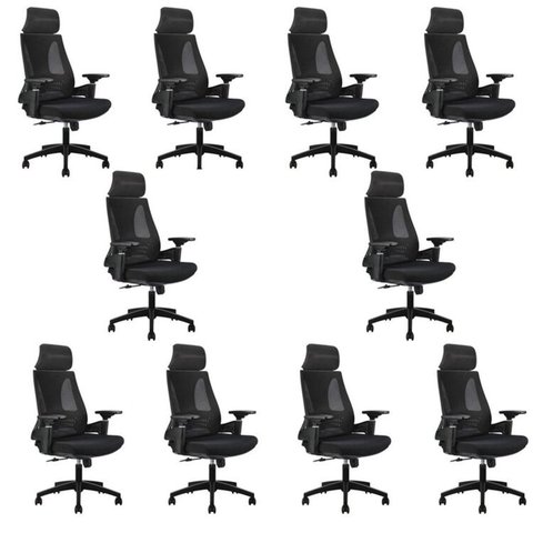 Kit 10 Cadeiras Office Diretor Toledo com Apoia Cabeça e Braços 3d Nr17