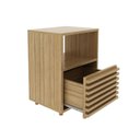 Ver imagem 3 de Mesa de Cabeceira Ripada com 1 Gaveta e 1 Nicho CM8042 Bege
