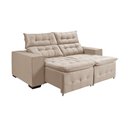 Ver imagem 2 de Sofá Retrátil Reclinável 3 Lugares Pillow Veludo 1,90m Espuma Premium Design - Palha Veludo