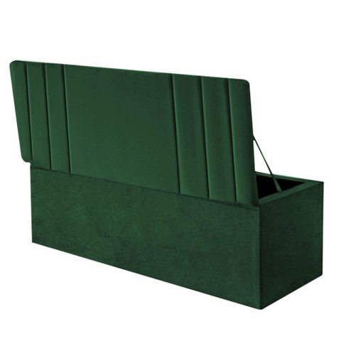 Calçadeira Baú Recamier Estofada Cama Queen 160cm Grécia Suede Verde- Mabe Magazine