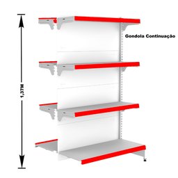 Gondola Centro 137 Fit Ate 6 Metros 1 Ponta Branco 52b Pe Vermelho - 3
