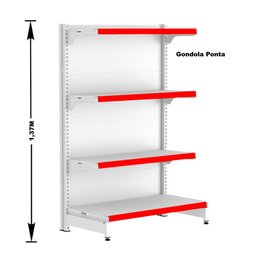 Gondola Centro 137 Fit Ate 6 Metros 1 Ponta Branco 52b Pe Vermelho - 4