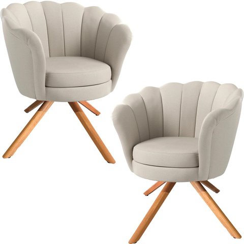 Kit Duas Poltronas Giratórias Pétala em Linho Premium 08-cru Sua Casa Decorações