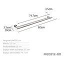 Ver imagem 3 de Toalheiro Duplo 80 Cm Inox - Kromus Me0212-80