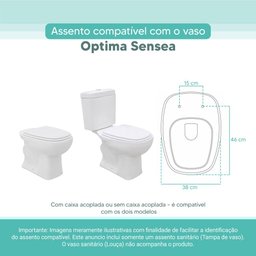 Tampa Vaso Sanitário Madeira Laqueada Optima Branco para Bacia Sensea - 3