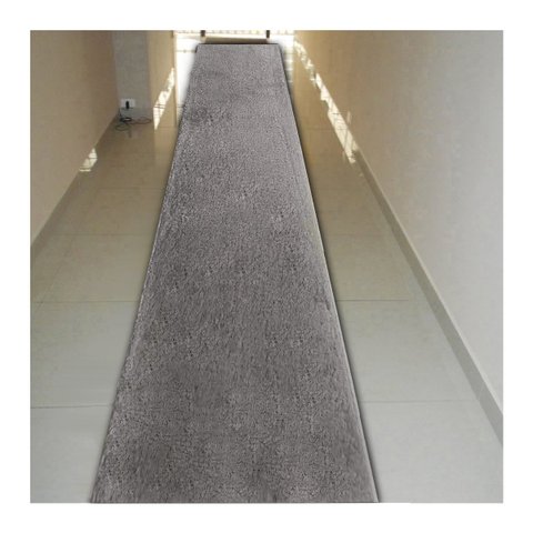 Tapete Passadeira Classic Antiderrapante Shaggy 0,66x4,00 Cinza