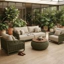 Ver imagem 1 de Conjunto Sofa Corda Nautica Santorini Exclusive Verde Militar e Lisato Bege