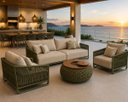 Ver imagem 2 de Conjunto Sofa Corda Nautica Santorini Exclusive Verde Militar e Lisato Bege