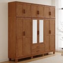 Ver imagem 3 de Guarda Roupa Casal com Espelho 12 Portas 2 Gavetas Madeira Maciça Lorie F06 Castanho - Lyam Decor