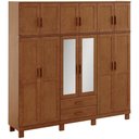 Ver imagem 7 de Guarda Roupa Casal com Espelho 12 Portas 2 Gavetas Madeira Maciça Lorie F06 Castanho - Lyam Decor