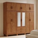 Ver imagem 1 de Guarda Roupa Casal com Espelho 12 Portas 2 Gavetas Madeira Maciça Lorie F06 Castanho - Lyam Decor