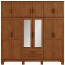 Ver imagem 2 de Guarda Roupa Casal com Espelho 12 Portas 2 Gavetas Madeira Maciça Lorie F06 Castanho - Lyam Decor