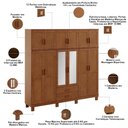 Ver imagem 5 de Guarda Roupa Casal com Espelho 12 Portas 2 Gavetas Madeira Maciça Lorie F06 Castanho - Lyam Decor