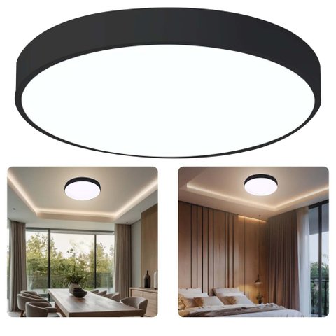 Luminaria Plafon Sobrepor 3 Tons Teto Moderno Led Decoração Iluminação Escritorio Empresa Sala Quart