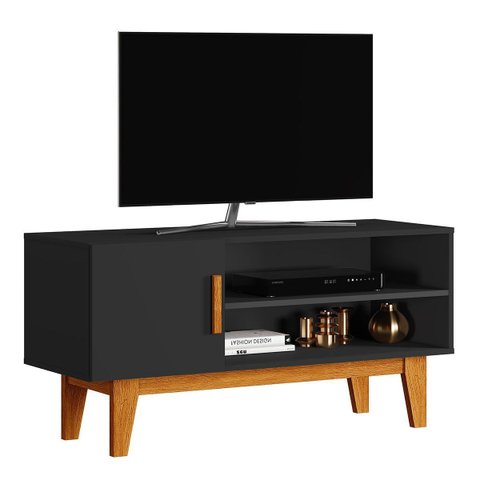 Rack Bancada para Tv de até 42" 1 Porta Dallen Preto/naturale