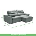 Ver imagem 6 de Sofa Retratil Reclinavel 2 Lugares 2,00 Vitória Veludo Cinza Claro Lansofbr