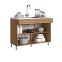 Ver imagem 2 de Balcão de Cozinha Ripado 120cm Organic Marrom/Nature/Sand