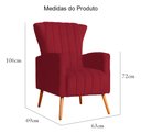 Ver imagem 2 de Kit 2 Poltronas Estofada Melinda Sala Recepção Suede:Vermelho/Liso