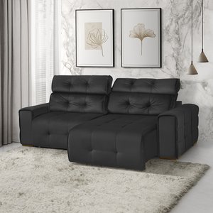 Sofá Retrátil e Reclinável Jaguar 1,80m - Fortbello Estofados:preto