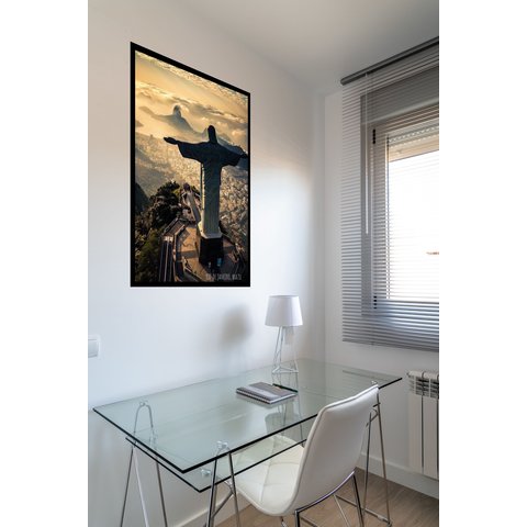 Quadro Decorativo Rio de Janeiro Cristo Redentor - 70x50cm:moldura Preta