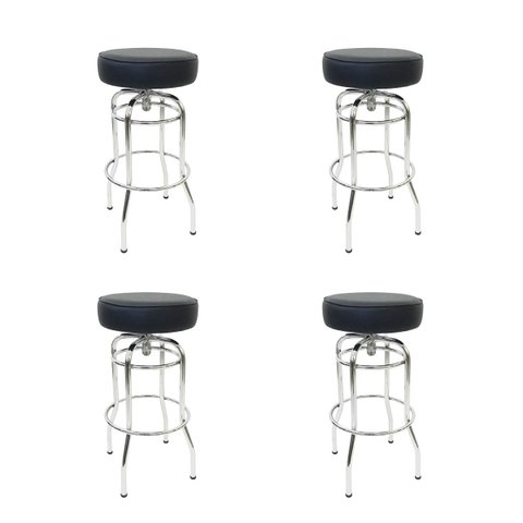 Banqueta Bar Média Altura 65cm Cromada assento preto Giratória Kit 4 Unidades Poltronas do Sul