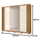 Ver imagem 6 de Guarda Roupa Casal Arizona Espelho 3 Portas de Correr Freijó Off White Moval