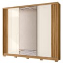 Ver imagem 1 de Guarda Roupa Casal Arizona Espelho 3 Portas de Correr Freijó Off White Moval
