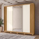 Ver imagem 2 de Guarda Roupa Casal Arizona Espelho 3 Portas de Correr Freijó Off White Moval