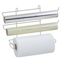 Ver imagem 1 de Porta Papel Toalha de Parede Suporte Suspenso Triplo para Rolos Alumínio Filme PVC