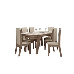 CONJUNTO SALA DE JANTAR DANDARA 1,56 COM 6 CADEIRAS AMÊN 74B - 2