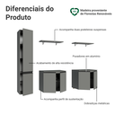 Ver imagem 4 de Rack Suspenso para TV até 70 Polegadas + Prateleira 200cm Cinza Nice Madesa 01