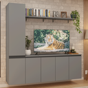 Ver imagem 1 de Rack Suspenso para TV até 70 Polegadas + Prateleira 200cm Cinza Nice Madesa 01
