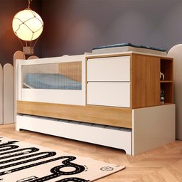 Berço Multifuncional Com Cômoda Acoplada + Colchão Coleção Sol e Mar - 9