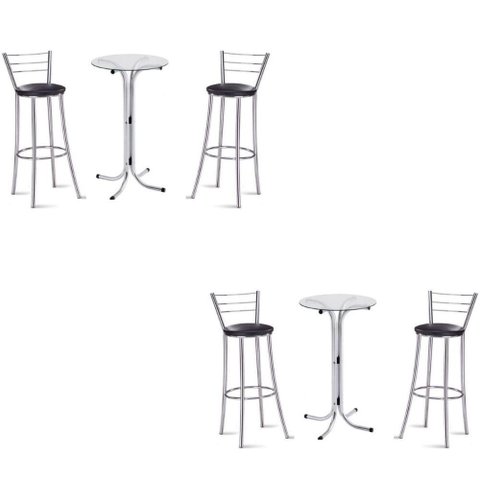 Kit 2 Bistros com 4 Banquetas Cromadas-gatmagazine