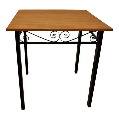 Mesa Cozinha Industrial Ferro e Madeira Tampo 70 X 70
