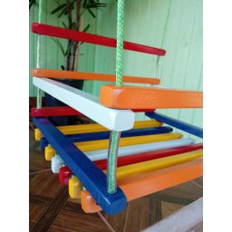 Balanço gangorra infantil madeira 50x40 Colorido até 100kg - 7