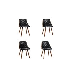 Kit 4 cadeiras para sala de jantar estofadas Milão - 1