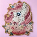 Ver imagem 2 de Quebra Cabeça 84 Peças Mdf com Moldura Brinquedo Infantil Nível Intermediário Unicórnio