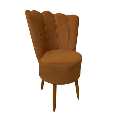 Cadeira Poltrona Decorativa Pétala Veludo Premium Pés Retrô Palito Sala e Quarto Terracota
