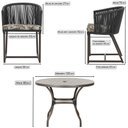 Ver imagem 2 de Mesa com 6 Cadeiras de Jantar Roma 120cm e Noronha em Alumínio Marrom Corda Náutica Estofado 6 Trama