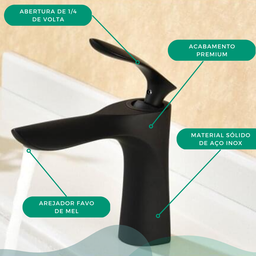 Torneira Banheiro Lavabo Monocomando Preta Pia Cuba Misturador Fosca Lavatorio - 2