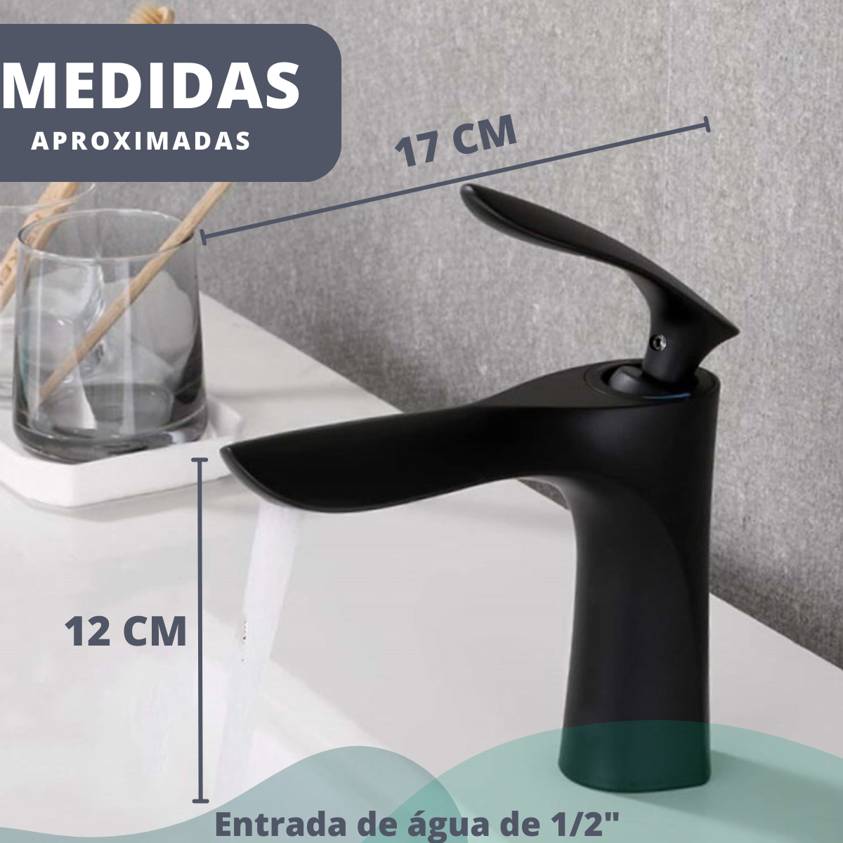 Torneira Banheiro Lavabo Monocomando Preta Pia Cuba Misturador Fosca Lavatorio - 3