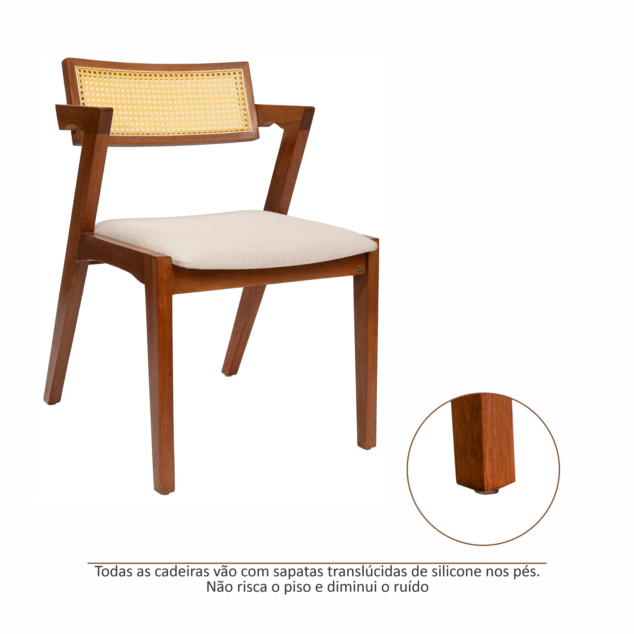 Kit 2 Cadeiras de Madeira Maciça Tauari e Rattan Natural com Assento Estofado Zahara Living Outdoor  - 12